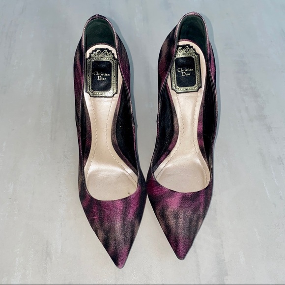 CHRISTIAN DIOR Black & Purple Stilettos Sz37.5